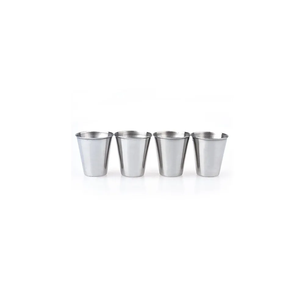 4 pcs Steel Shot, Coffee,Outdoor Camping Cup Tableware Travel Cups Set Stainless Steel Cover Mug Drinking Coffee Tea With Case