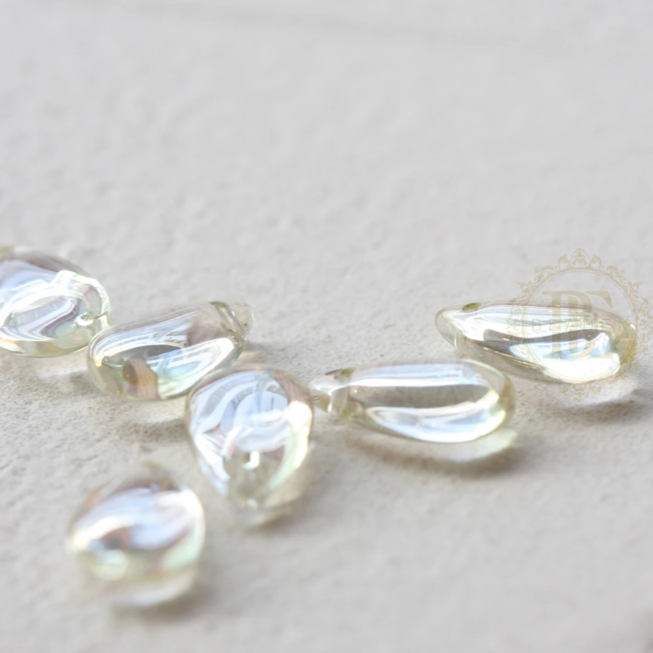 DIY Supply-30 Pieces Plated Crystal Glass Spacer Beads - Top Drilled Teardrop 8x14mm (G342)