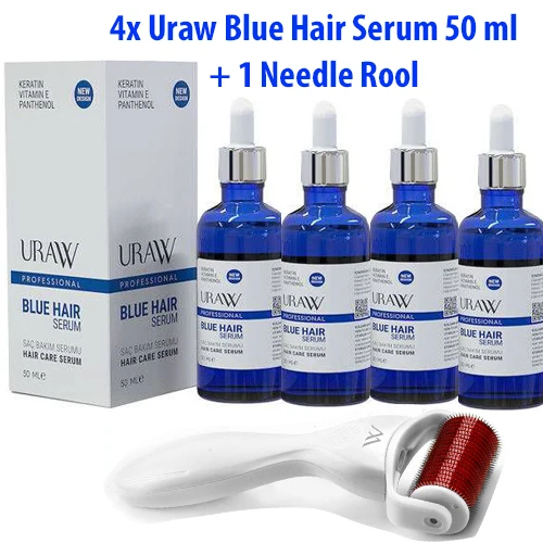 Uraw ORIGINAL Mavi Su Set Blue Hair Serum Haare 4x50 ML+Micro Needle Roller anti hair loss serum