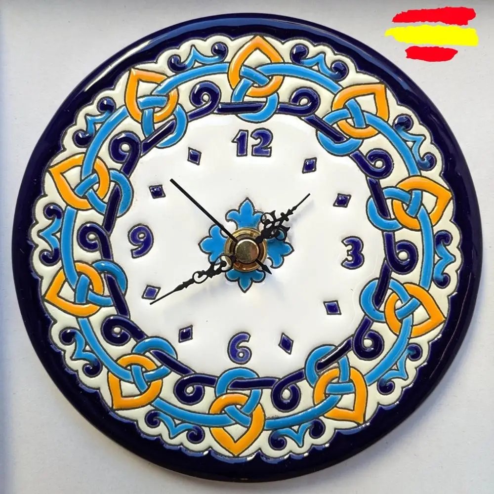 Ceramics's clock 15 cm/6 inches diameter - enameled up handmade - Made in Spain - wall or support - ARTECER -