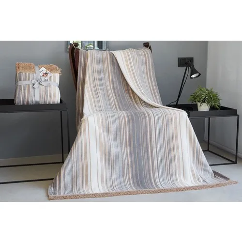 

Dolce Bonita Home Cotton Tv Blanket 127 X155 Striped Anthracite-Beige