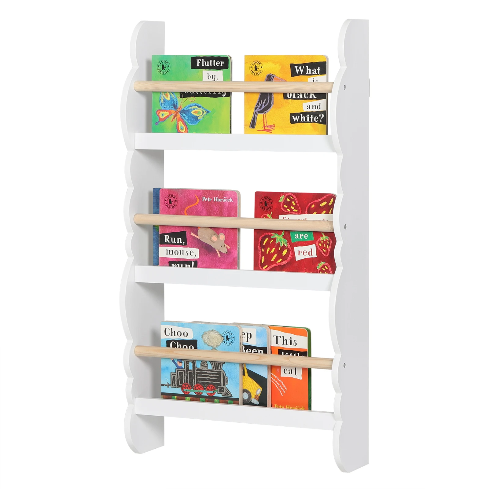 WOLTU Estantería para niños Estantería para niños Estante de pared Organizador de libros con 4 estantes para almacenamiento de revistas de libros