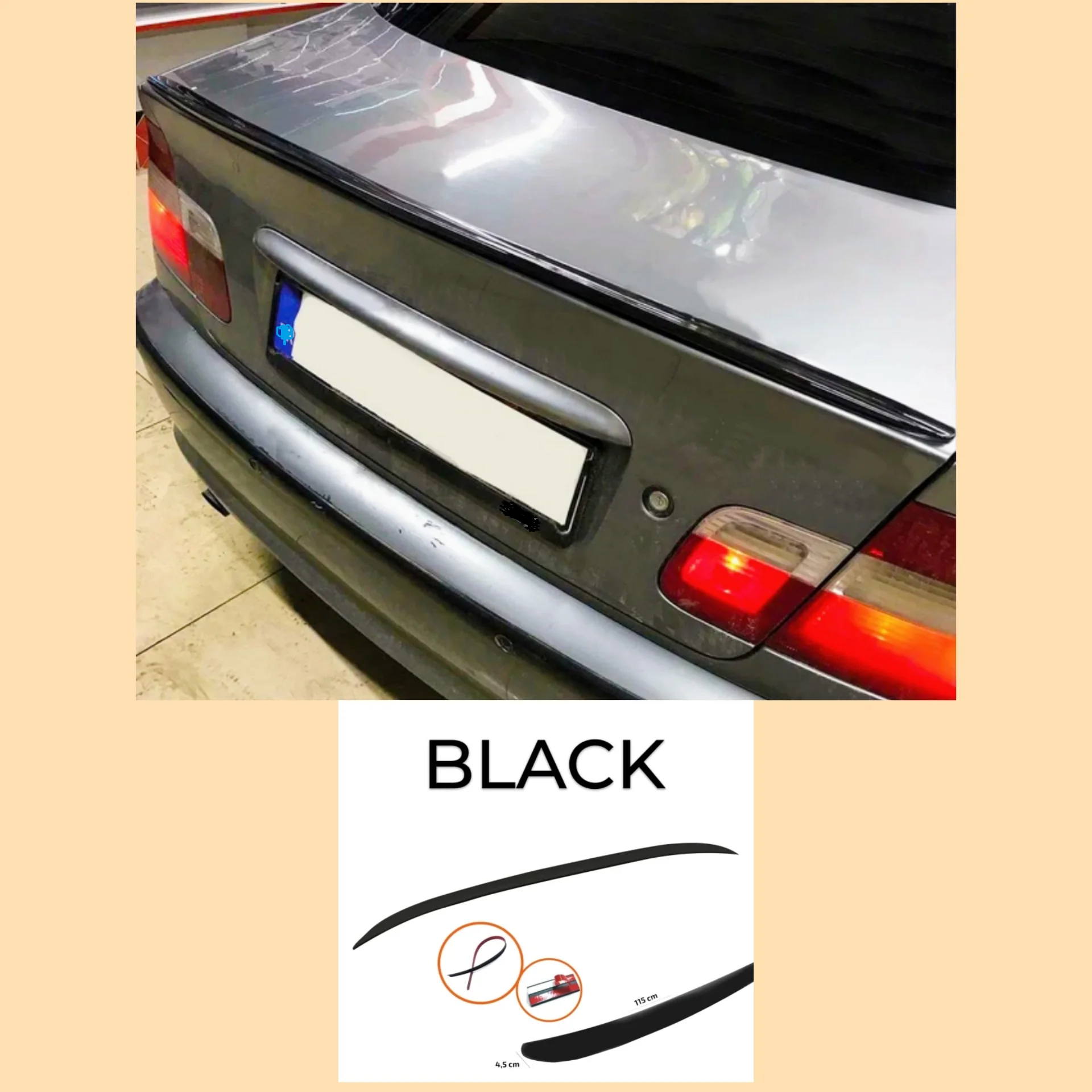 Dla BMW E46 3 Series 1998 2005 Spoiler czarny samochód tylny dach Spoiler bagażnika tylna owiewka Lip Trim Spoiler ABS czarny błyszczący 5D