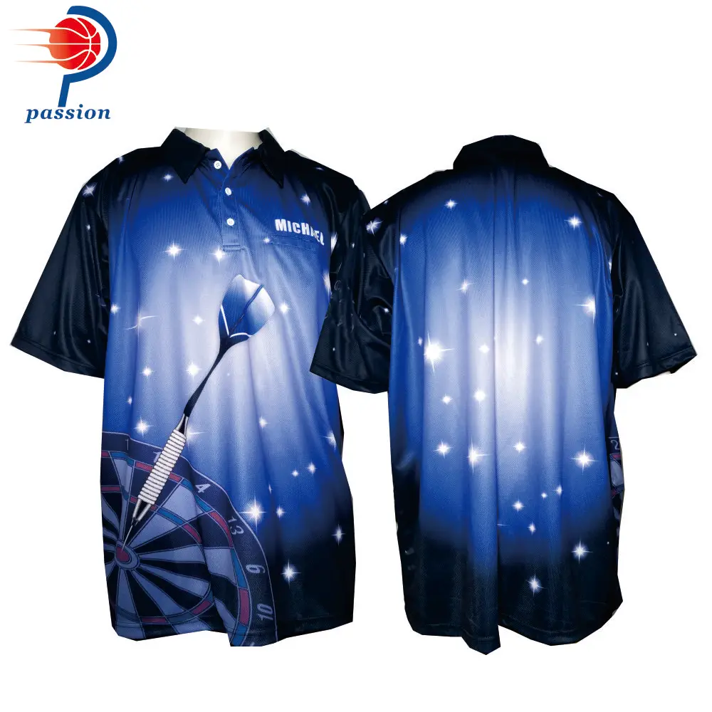 

Custom Teamwear Sublimation Star Design Darts Shirts Star Field Design For Men