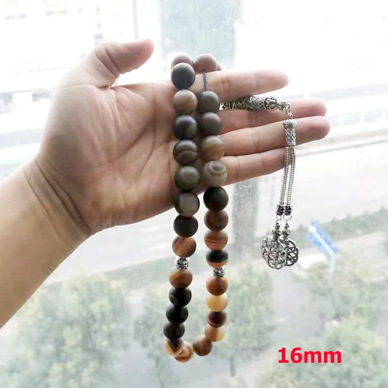 Big size Tasbih Natural Matte agates 33 Prayer bead misbaha Rosary bead Muslim Accessories jewelry Islamic products bracelet