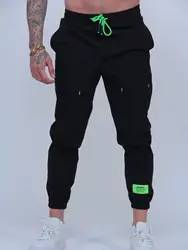 Pantalones bombachos con bolsillos laterales para hombre, ropa de calle informal con cintas negras, estilo Hip Hop, a la moda, 2021