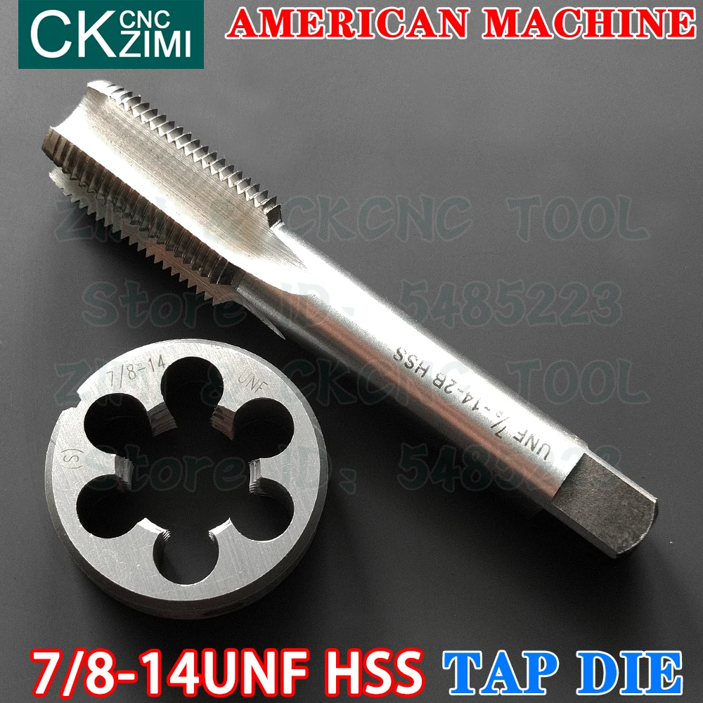 

7/8-14UNF 7/8-14 UNF HSS Straight Handle American standard Machine Die Tap High Speed Steel Wire Tapping Drill Round Die Metal