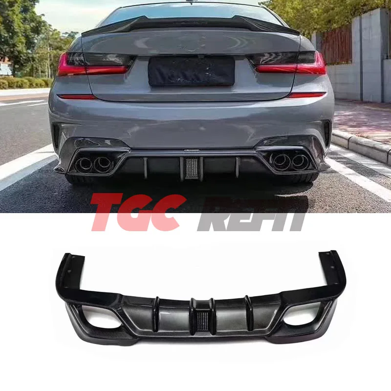 Carbon Fiber CMST Style Car Rear Bumper Lip Diffuser With Pilot Light Back Modification For BMW New 3 Series G20 G28 M tech