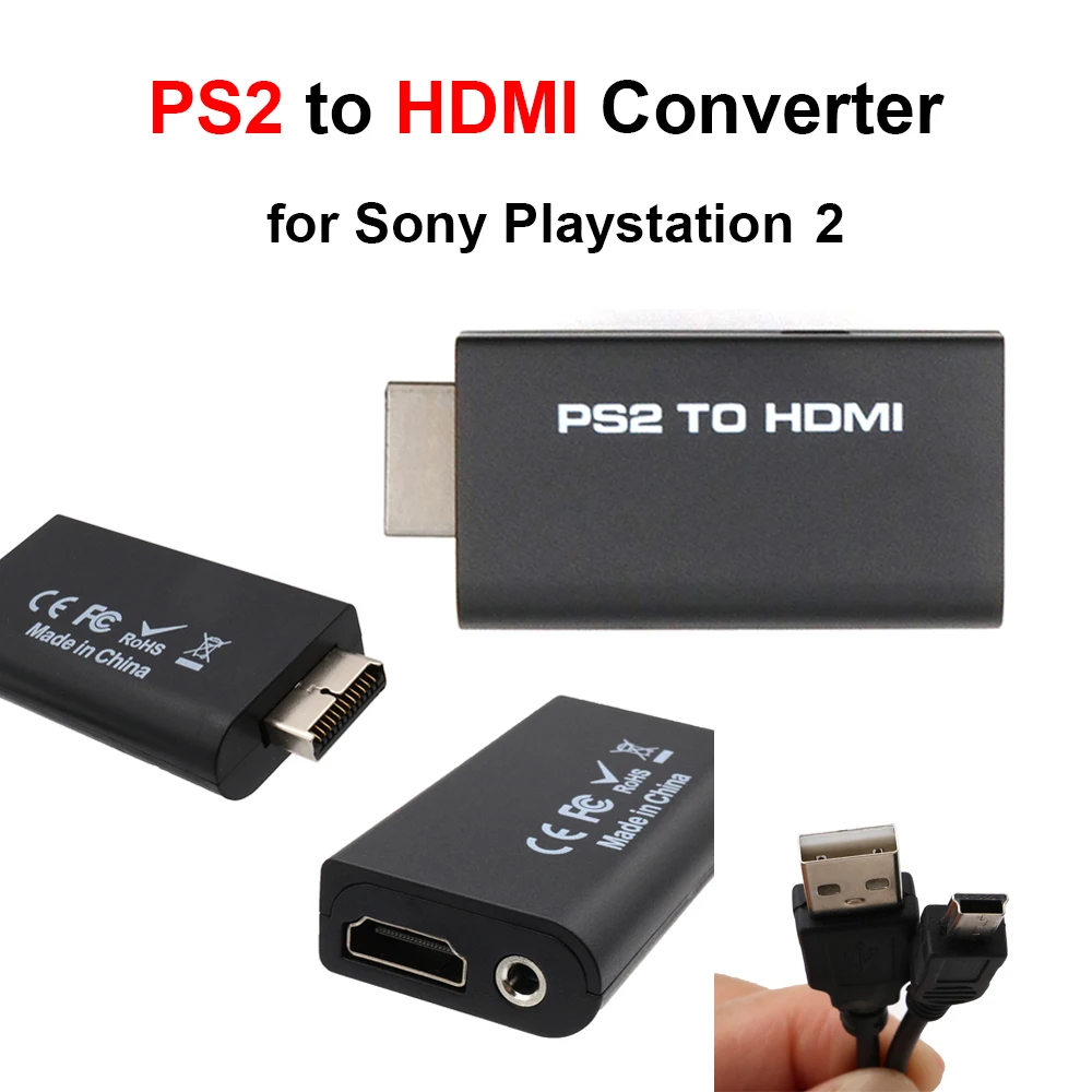 Адаптер PlayStation 2 PS2-HDMI, видеоконвертер PS2 HDMI с аудиовыходом 3,5 мм, передача сигнала AV-HDMI