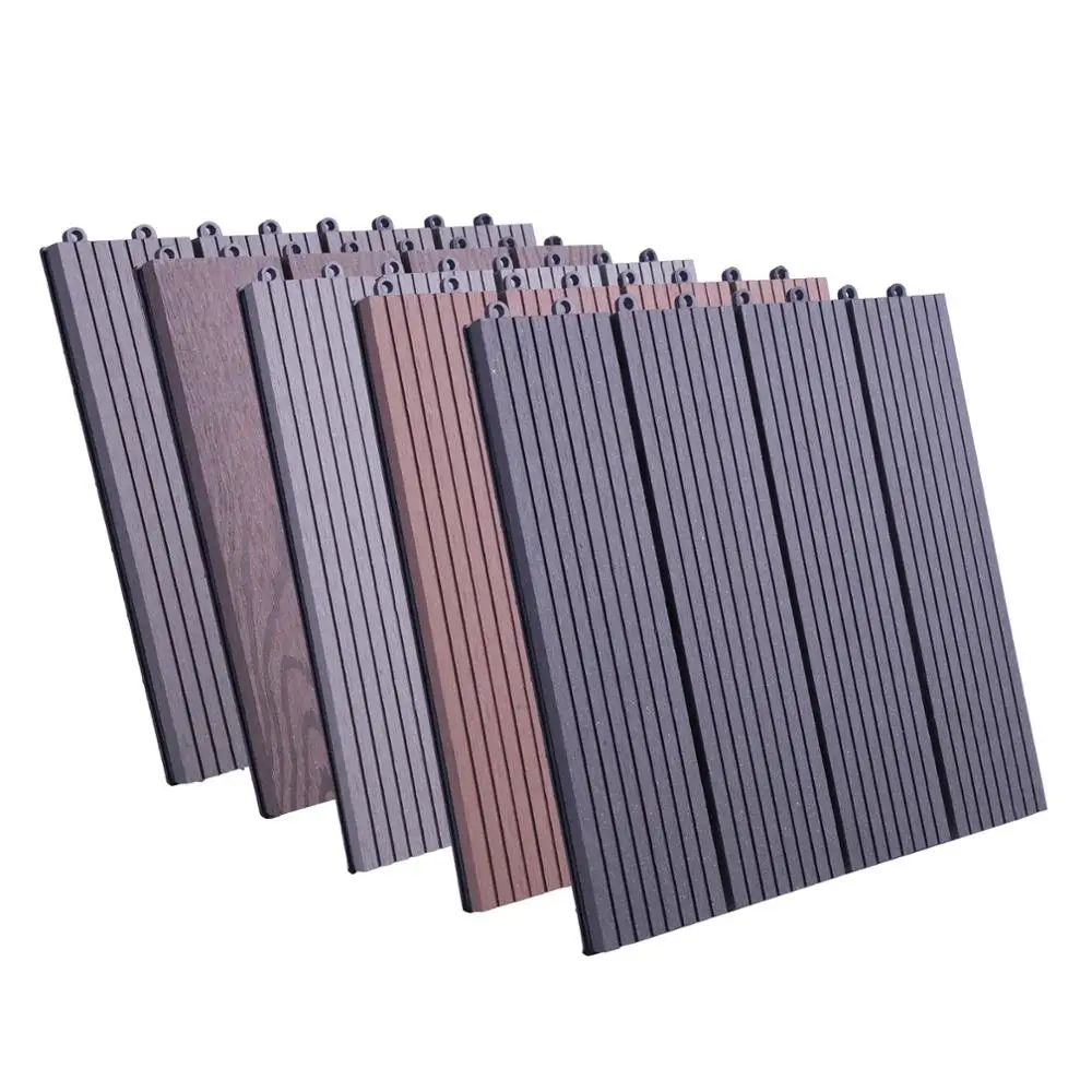 30 x 30cm WPC Composite Garden Floor Boards Set of 11PCs Interlocking Wood Effect Terrace Tiles Flooring with Click System