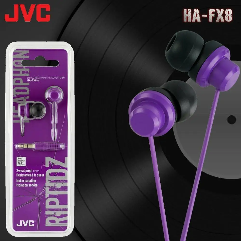 Headphones JVC HA-FX8-V Riptide/Riptidz Violet In-Ear Headphones Earbuds Style