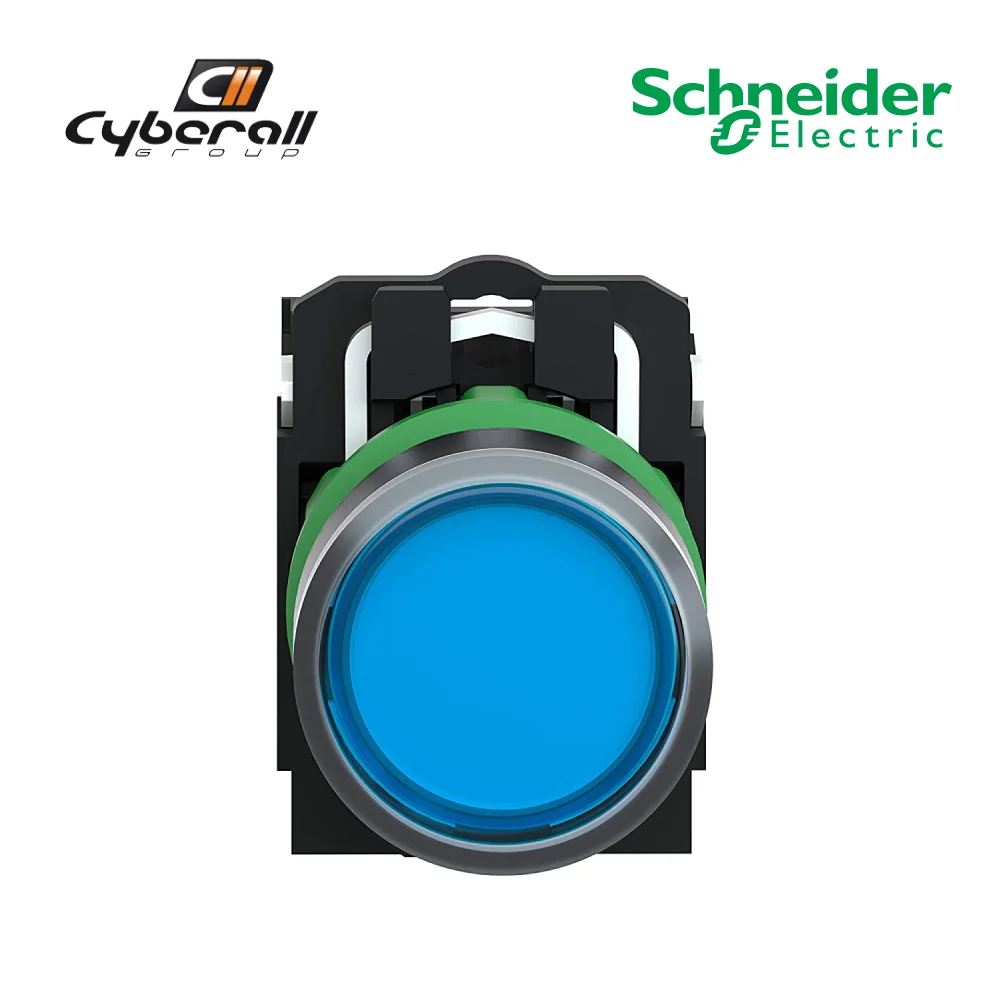 Schneider Electric-Cyberall-luminous push-button diameter 22mm, return leveled spring, 24 V, 1 NA + 1 NC, with integrated LED green color reference: