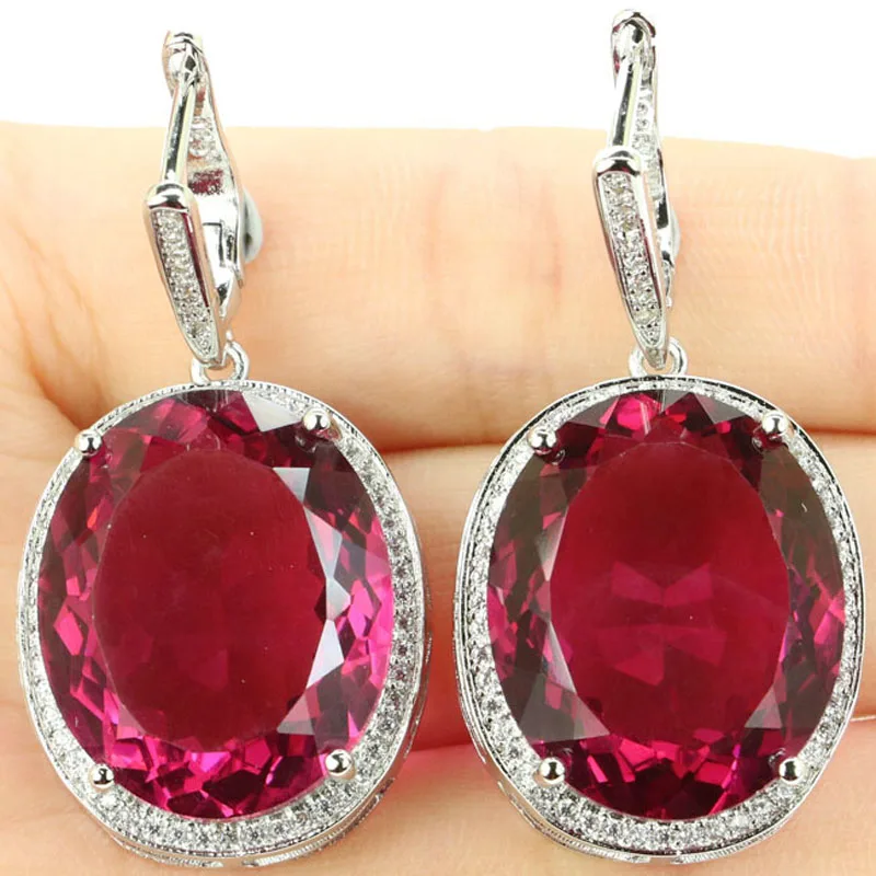 40x21mm Big 17.5g Gemstone Peridot Tourmaline Fire Rainbow Mystic Topaz Blue Topaz Silver Earrings