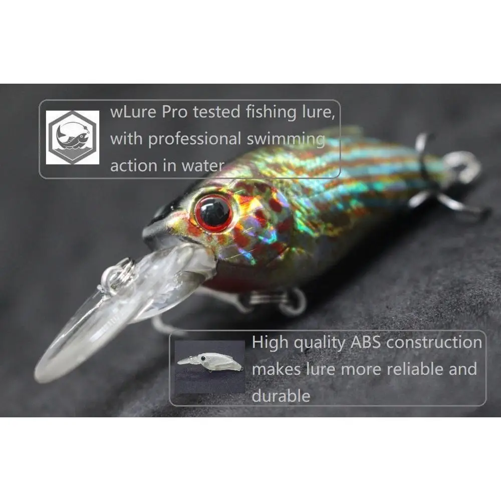 wLure Fishing Lure Crankbait 9.4g 7cm Loud Rattling Medium Diver Lifelike Painting  2 #6 Cutting Blade Treble Hook  HC647