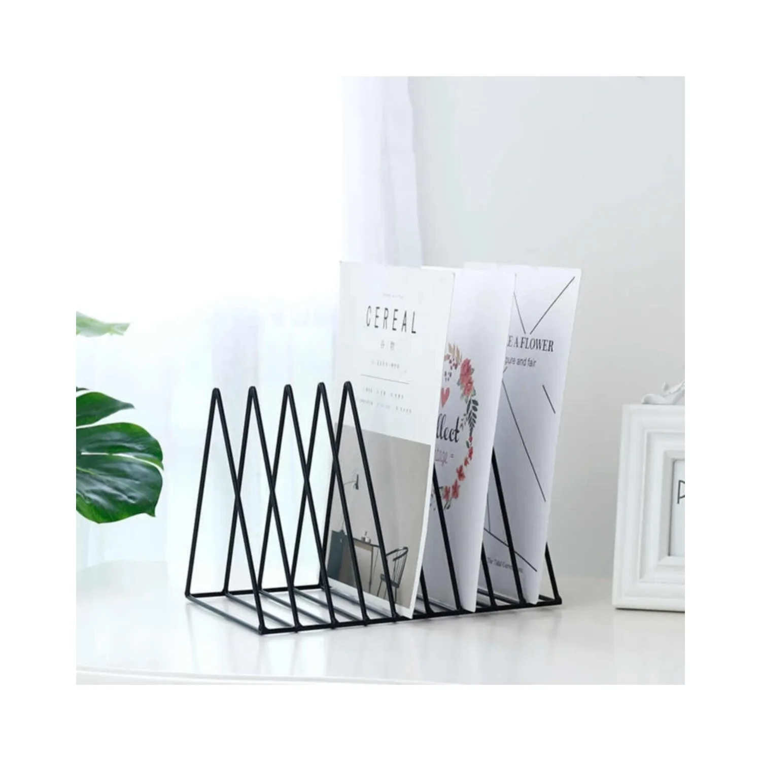 Table Top Metal Large Magazine Holder, Plaque, 9 Grid Rack Shelf Spaces 2.5 cm Decorative metal Table top practical metal shelf