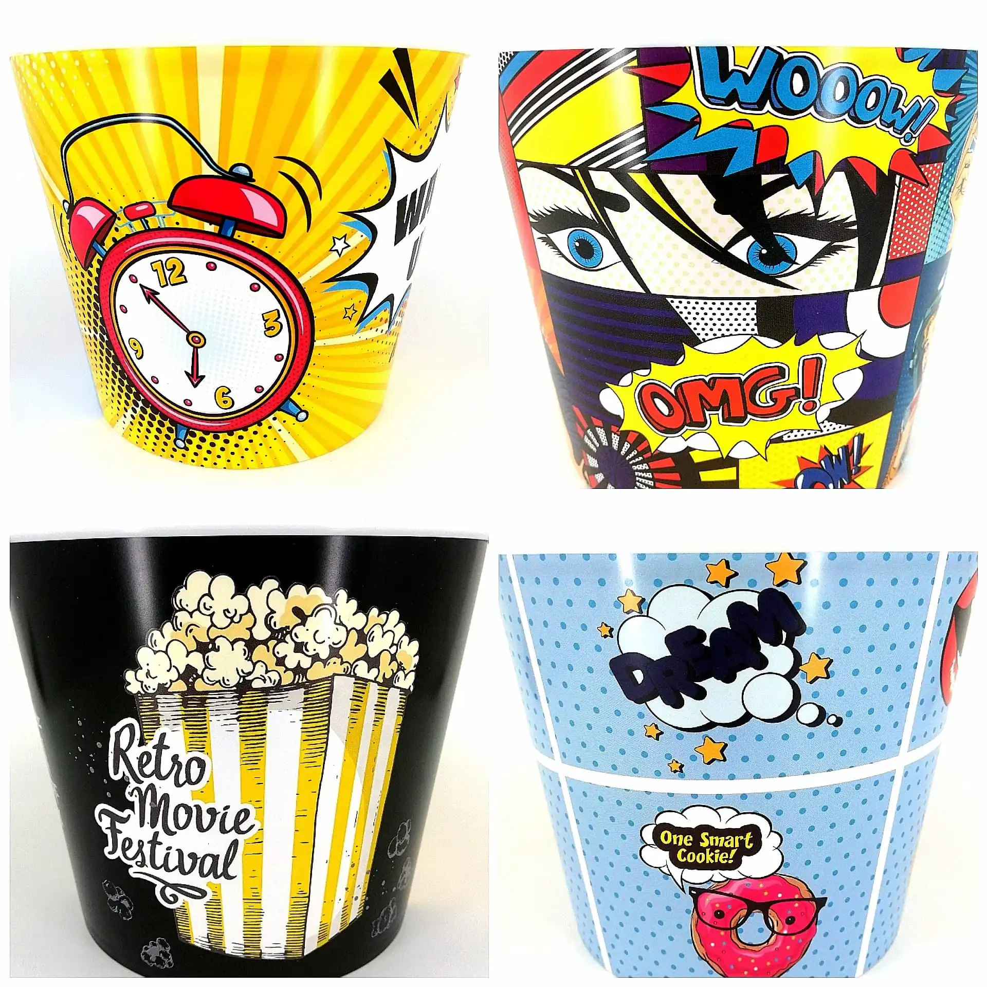 

4 Pcs Plastic Chips Corn Bucket, Pop Corn Bucket, Chips Corn Box, Popcorn Bucket, 4 Pieces Kitchen Storage Organizator Cartoons