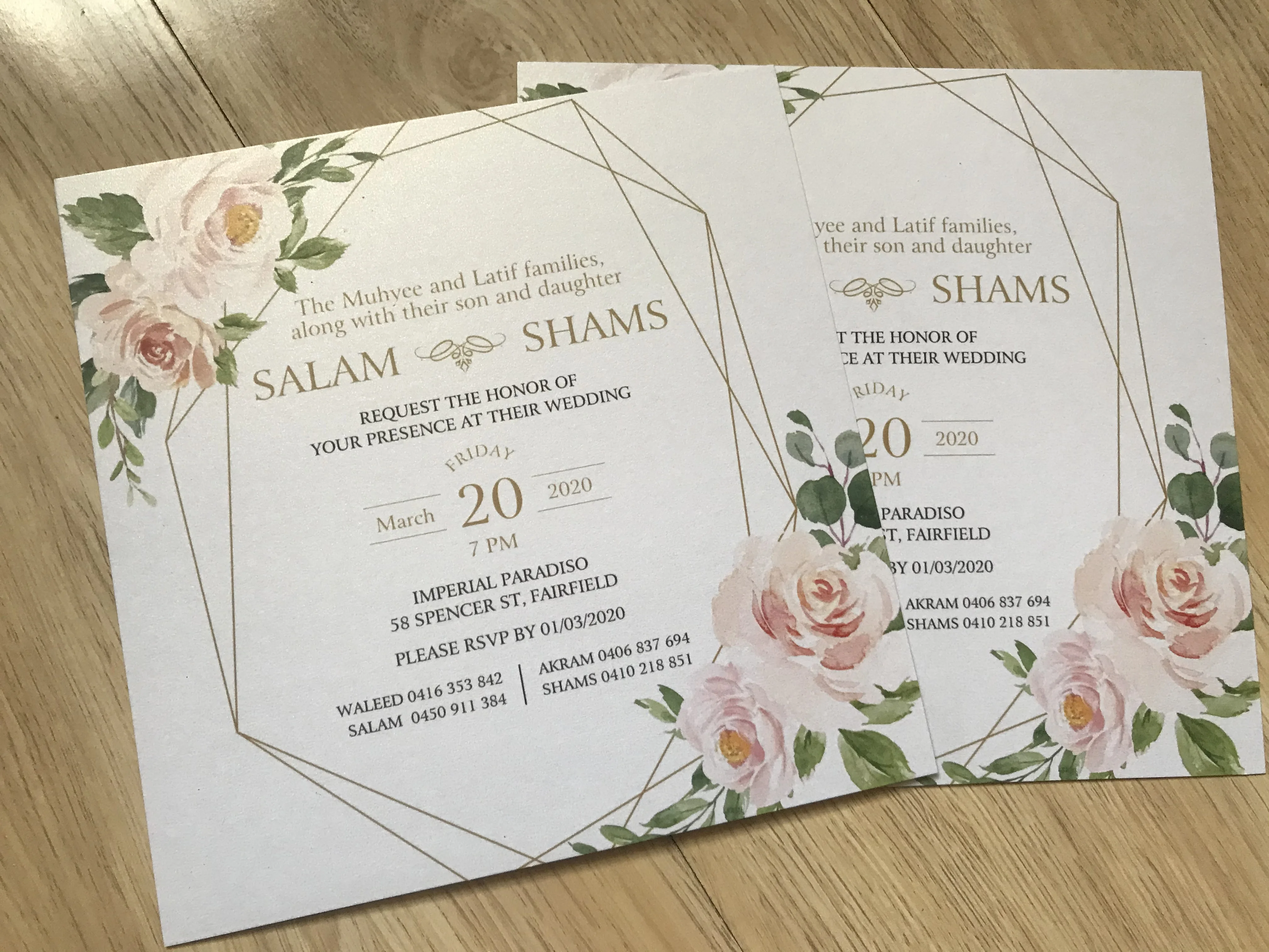 Palm Leave-Pearl Paper Wedding Invitations, Peony Invitation,Printed Menu Cards,Details Cards,RSVP Cards, Foral, 50Pcs