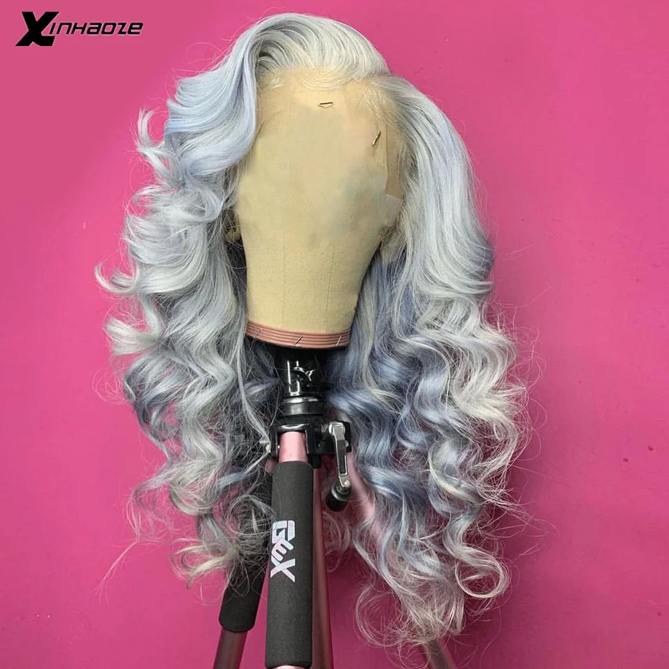 

Silver Grey Human Hair Wig 13x4 Lace Front Wig Brazilian Remy Gray Transparent Lace Wigs Loose Wave Lace Front Human Hair Wigs