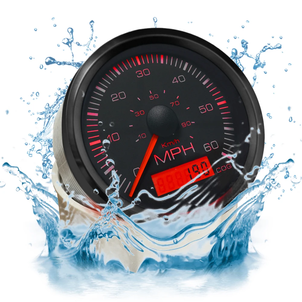 

85mm Waterproof GPS Speedometer Digital Direction 35 MPH 60 MPH 80 MPH Red Yellow Backlight for Car Boat COG 9-32V Waterproof