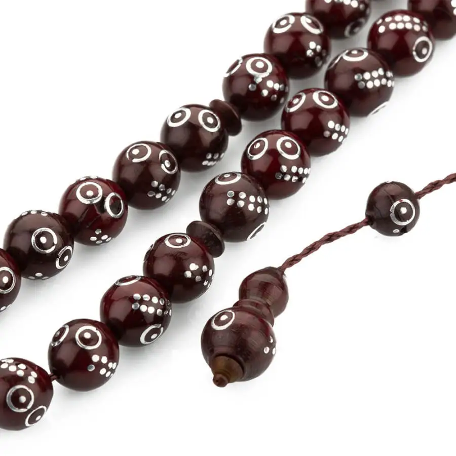 Kuka Eye Embroidered Rosary Men Sphere Cut Rosary With Arabic Tasbih Bead Tassel Made in Turkey