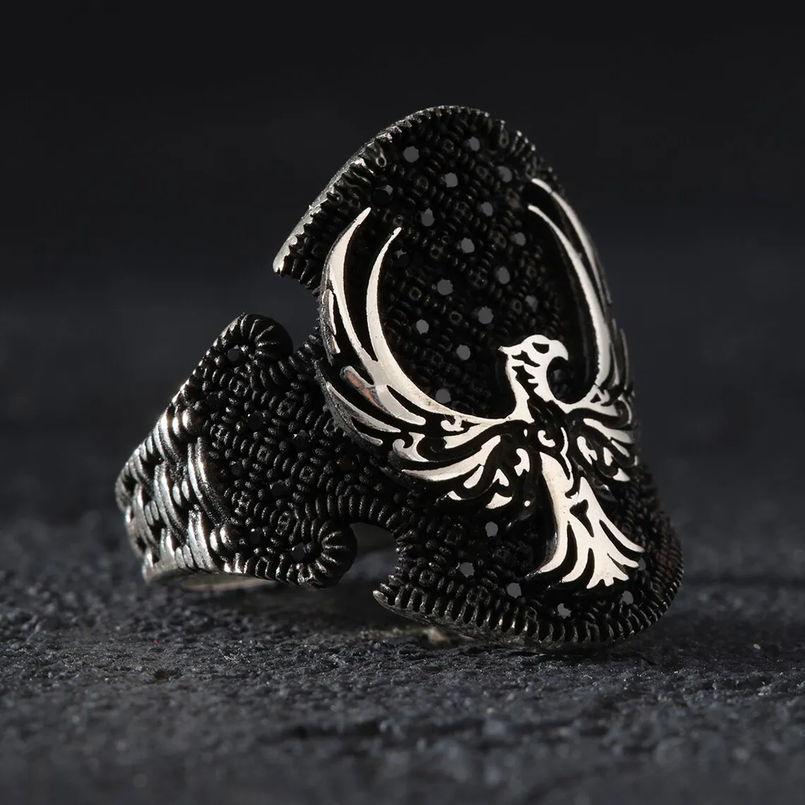 

Elegant Business Men Ring in 925 Sterling Silver Black Micro Onyx Bird Rings Trendy Gift forMen Rings Free Shipping Fine Jewelry