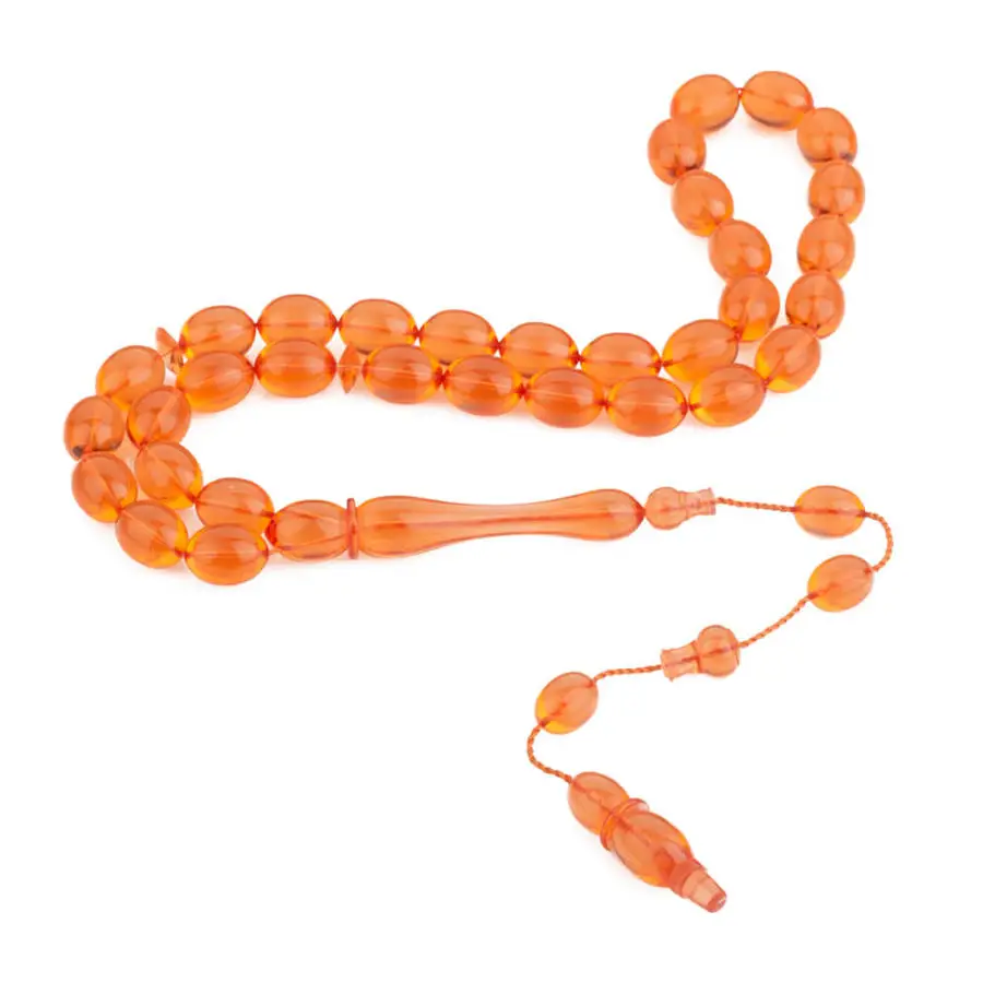 Silver Orange Amber Gemstone Prayer Rosary Men Clasic Rosary With Silver Tassel Turkish Tasbih With Bead Model Tassel