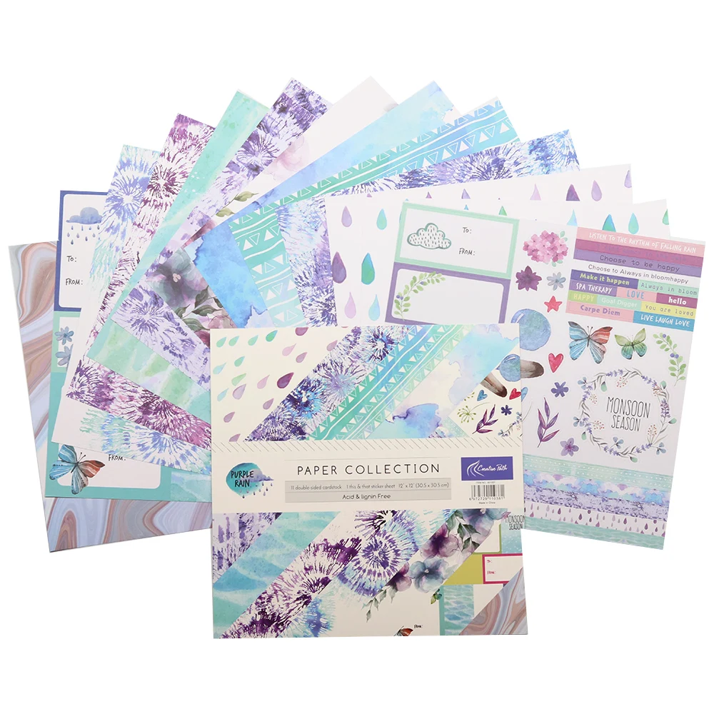 The Creative Path 12 Inch Scrapbooking Designer Papers 12 Sheets Craft Pattern Pack Background Decoration Acid Free 305x305mm