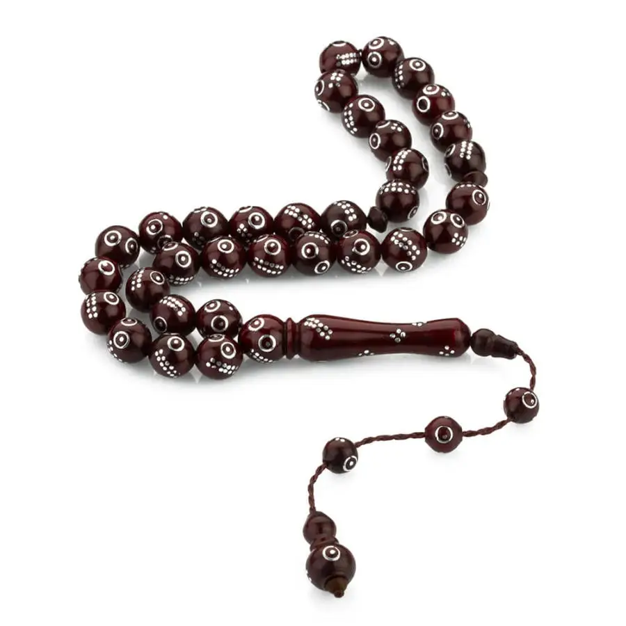 

Kuka Eye Embroidered Rosary Men Sphere Cut Rosary With Arabic Tasbih Bead Tassel Made in Turkey