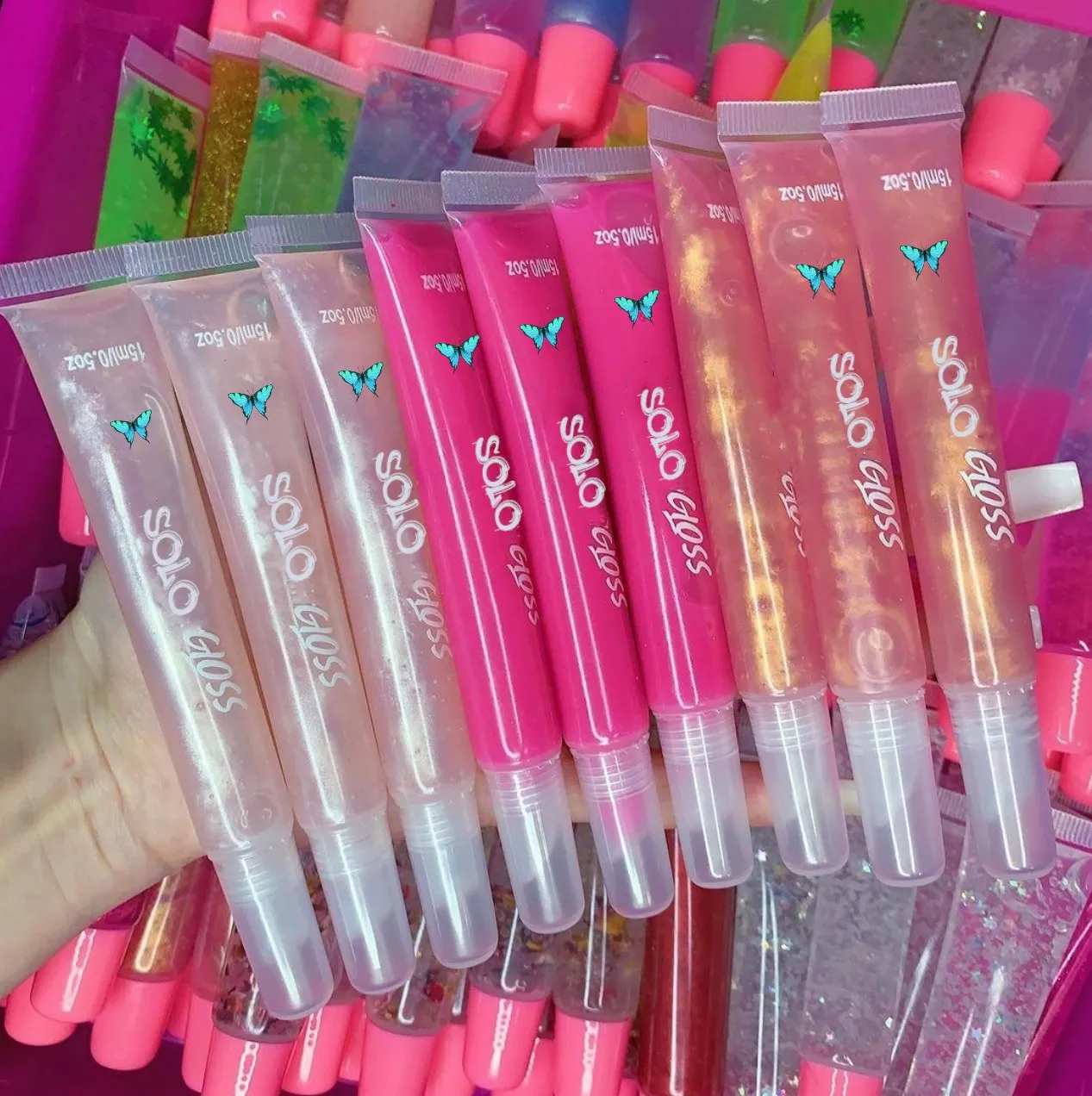 Thin And Long Glosses Vegan Big Chunky Gold Tubes Key Chains Silver Top Squeeze Thin Tube Lip Gloss Private Low Moq