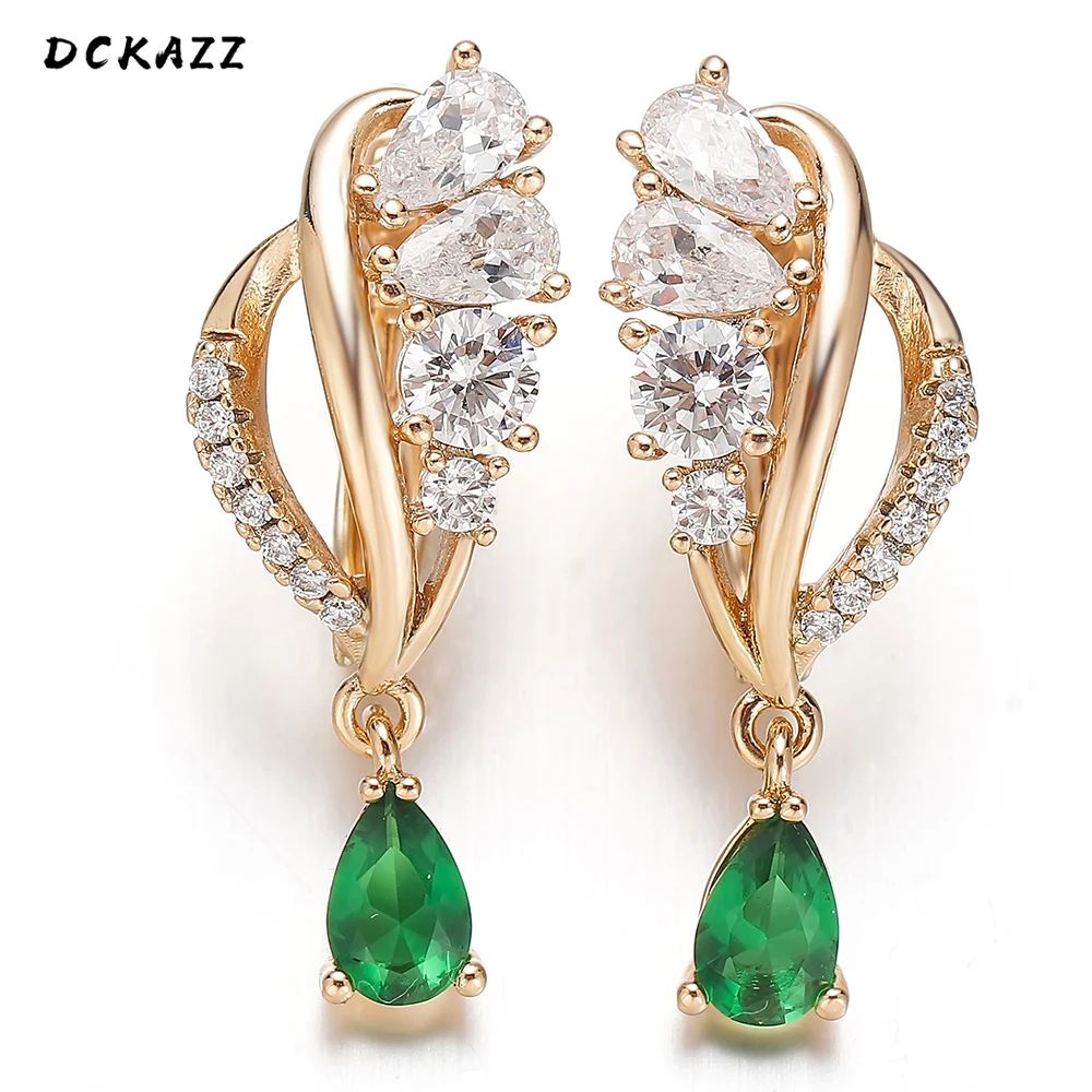 

Dckazz Inlaid Colorful Oval Zircon Drop Earring for Women Beautiful Charm Party Accessories Jewelry Copper Cute Crystal Earrings