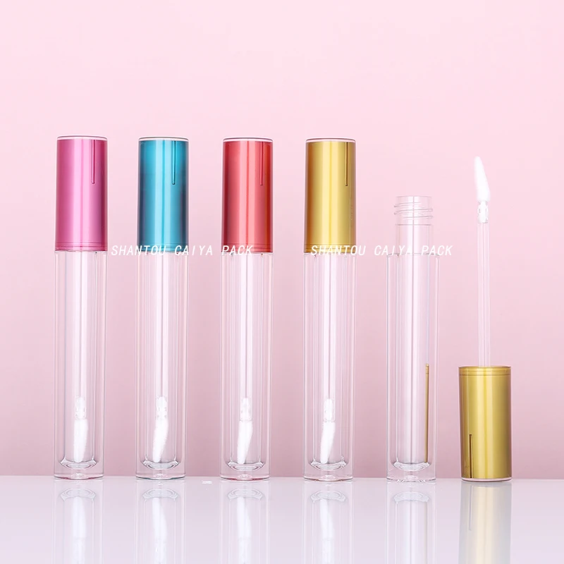 new emtpy tube 5ml round clear Plastic Lipgloss Tube Lip Gloss Bottles lipgloss packaging custom logo lip oil containers