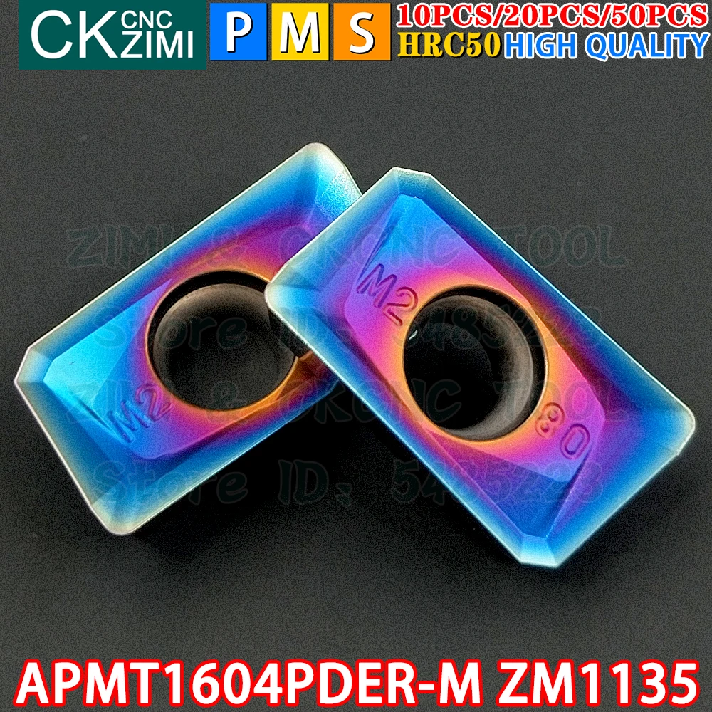 APMT1604PDER-M ZM1135 APMT 1604 PDER M HRC50 Inserções de metal duro Ferramentas de pastilhas para fresamento de ressalto Ferramentas de fresagem indexável para torno de metal CNC