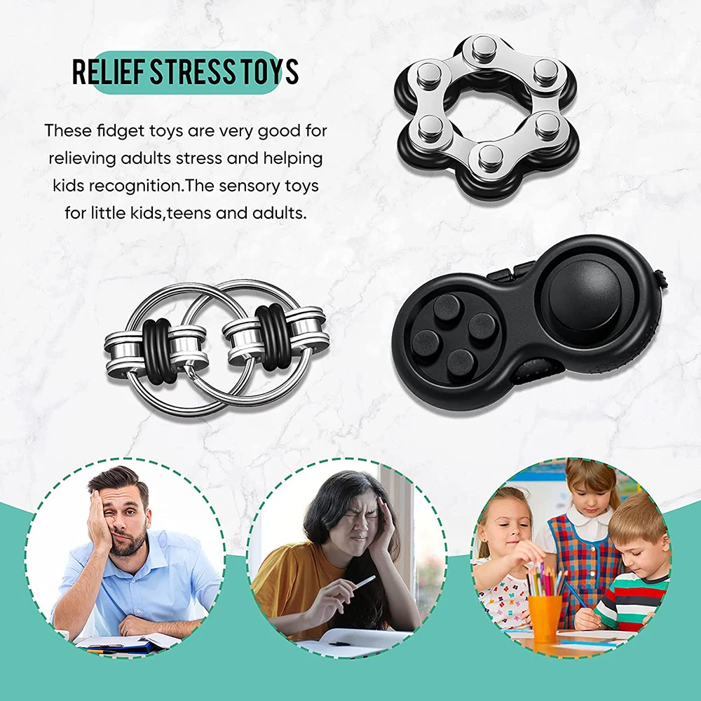 3 stücke EDC Werkzeug Fidget Pad Controller Finger Spielzeug Antistress-Hand Cube Anti Stress Spiele für Autismus ADHS Angst Relief fokus Kinder