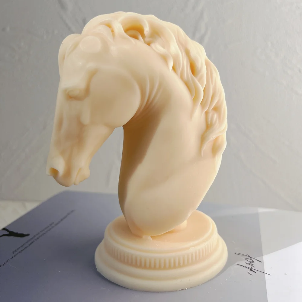 Horse Head Statue Candle Silicone Mold Bust Riding Sculpture Art Figurine Animal Poney Candle Mould