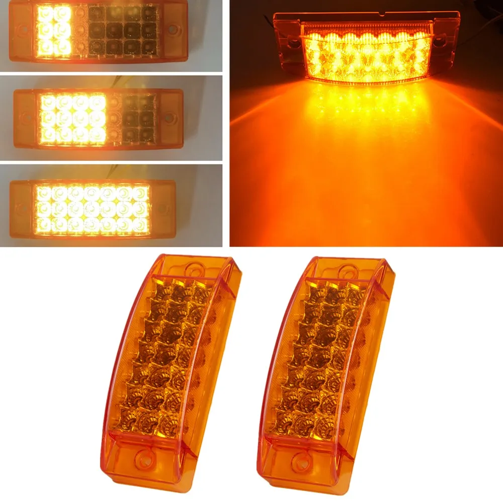 Update 2PCS Flowing Side Marker LED Lights 21LED Outline Lamp Truck Trailer LED Clearance Lights 12-24V Waterproof