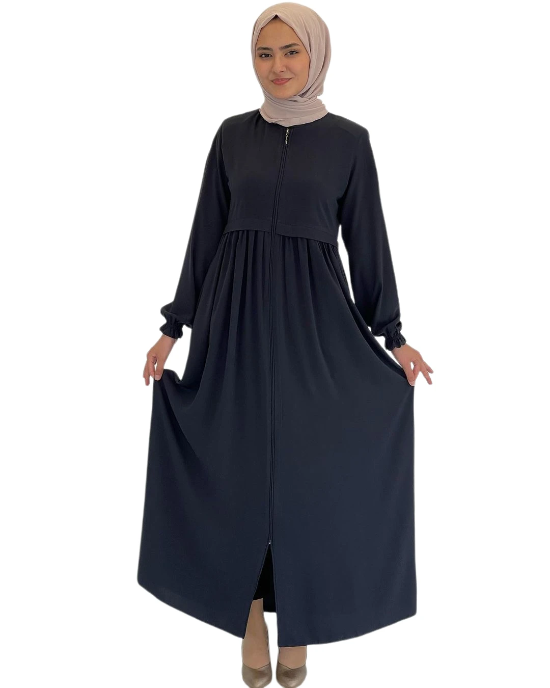 Muslim Abaya Islamic Dress Hijab Fashion Clothing Sweatproof Soft Crepe Fabric With Belt