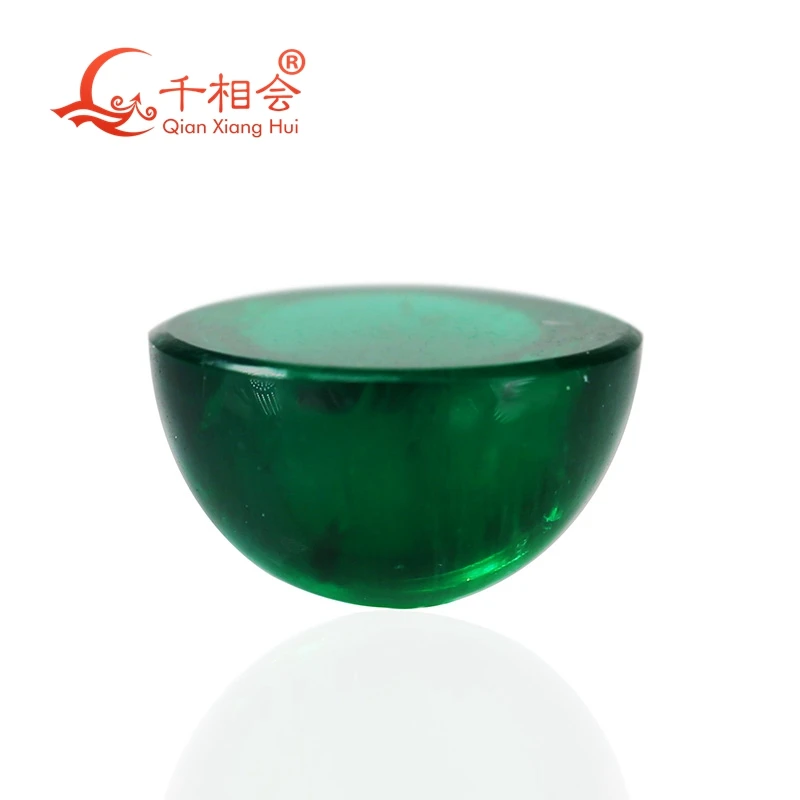 Round shape flat back cabochon  Grown Hydrothermal emerald green color including minor cracks inclusions loose gem stone