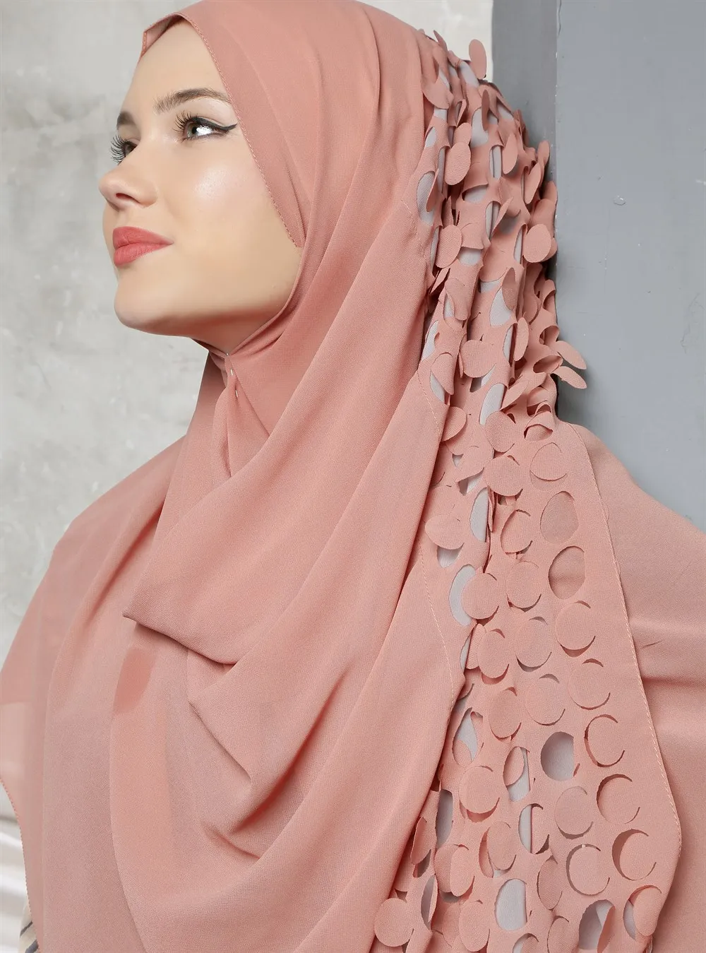 Hijab Turban Shawl Scarf Laser Cut Crepe Chiffon Muslim Clothing For Women Abaya عمامة Islamic Fashion Stylish وشاح