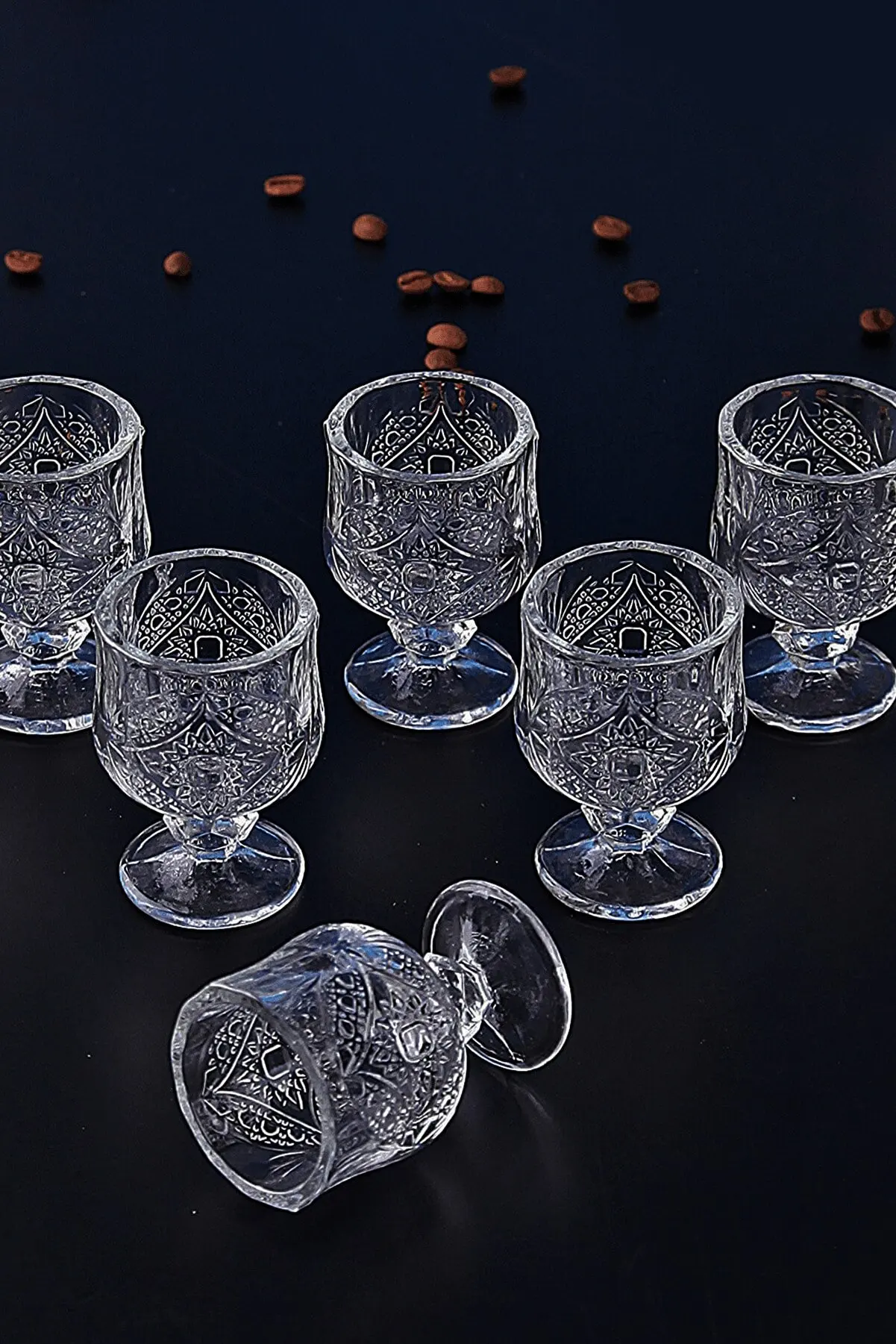 Crystal Cut 6 Pieces Coffee Side Foot Mini Water Cup set Coffee Side Water Liquor Cup 6 pcs luxury crystal cut Cup kitchen bever