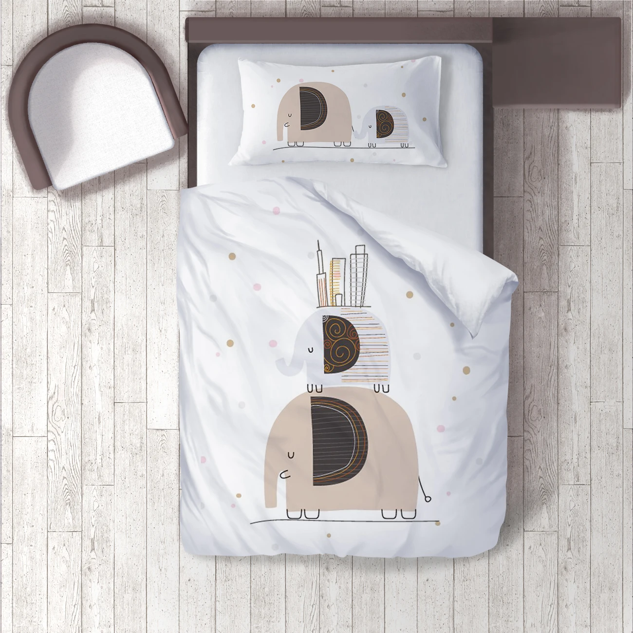 

Duvet Cover Set Bedding Set Pillow Case for Baby and Kids Room 3D Printed White Elephant Family Model 1368