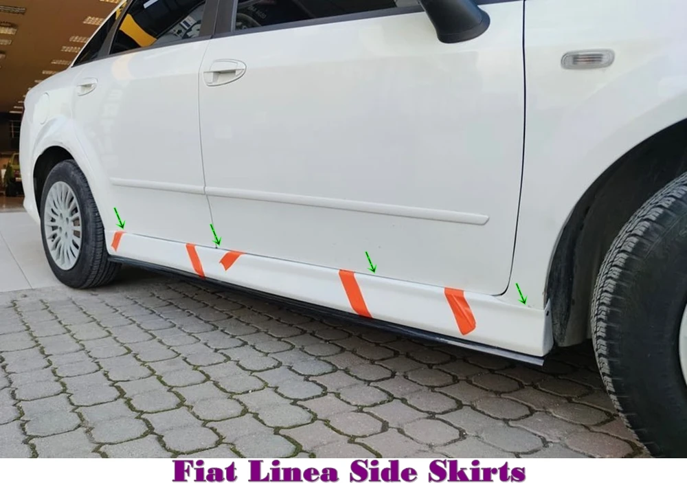 For Fiat Linea Side Skirt Threshold 2008-2021 Sill Trim Car Styling Auto Universal Spoiler Mud Flaps Lip Splitter Bumper Rack