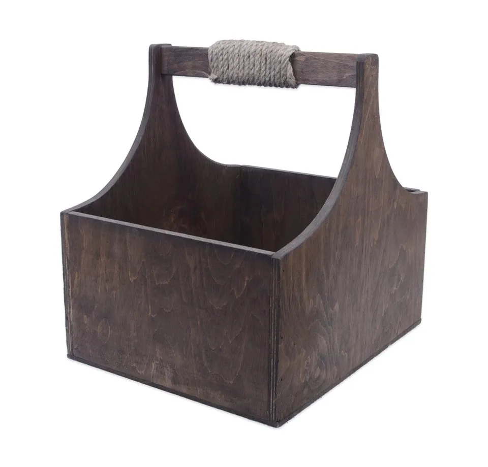 Country Decorative Wooden Basket Newspaper Magazine Width 25 cm Length 30 cm Height 30 cm Walnut color Wood Type Beech Plywood