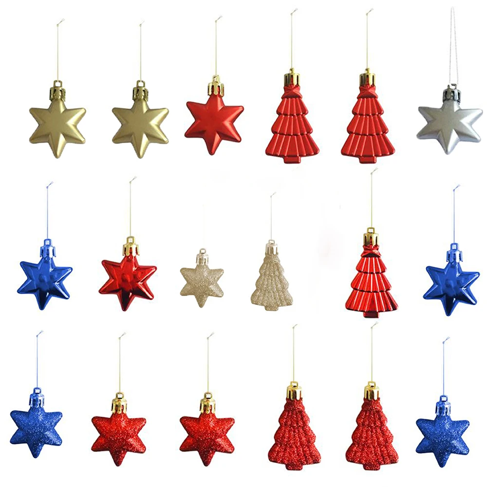 

Christmas Tree Ornament Assortment Set Christmas Baubles Shatterproof Hanging Mix Christmas Pinecone Star Noel Decoration 12 pcs