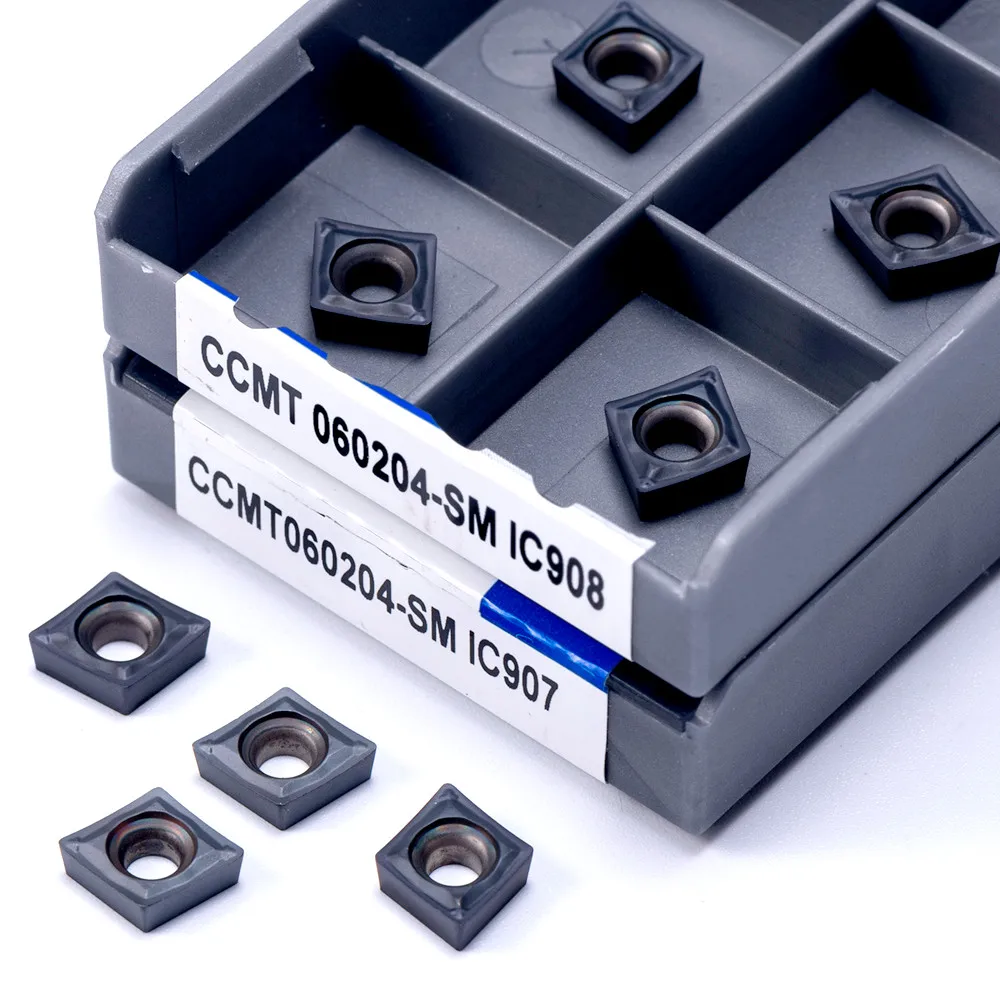 10 قطعة CCMT060204 SM IC907 IC908 سبائك الصلب كربيد إدراج الداخلية آلة خرط تعمل بالتحكم الرقمي بواسطة الحاسوب أداة CCMT 060204 IC 907 908