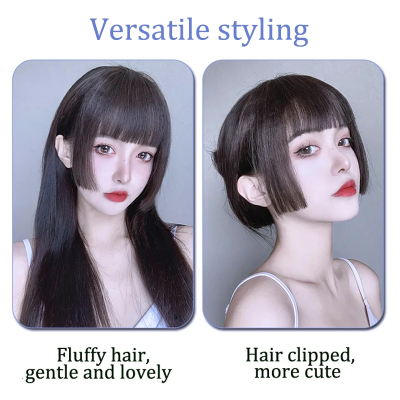 TALANG synthesis Princess Cut Bangs Hair Extension Synthetic Wig Natural High Temperature Synthetic Fake Bangs Hair Piece Clip I