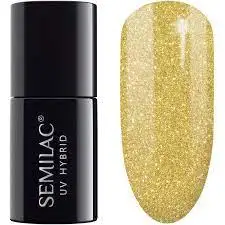 Semilac Platinum Yellow Gold 261 semi-permanent coverage, UV hybrid nail polish texture Gel