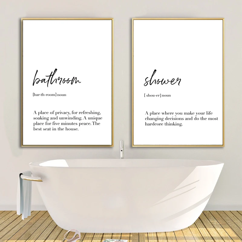 Funny Bathroom Quote Prints Black White Nordic Minimalist Decoration Paintings Shower Definition Canvas Poster Wall Art Decor