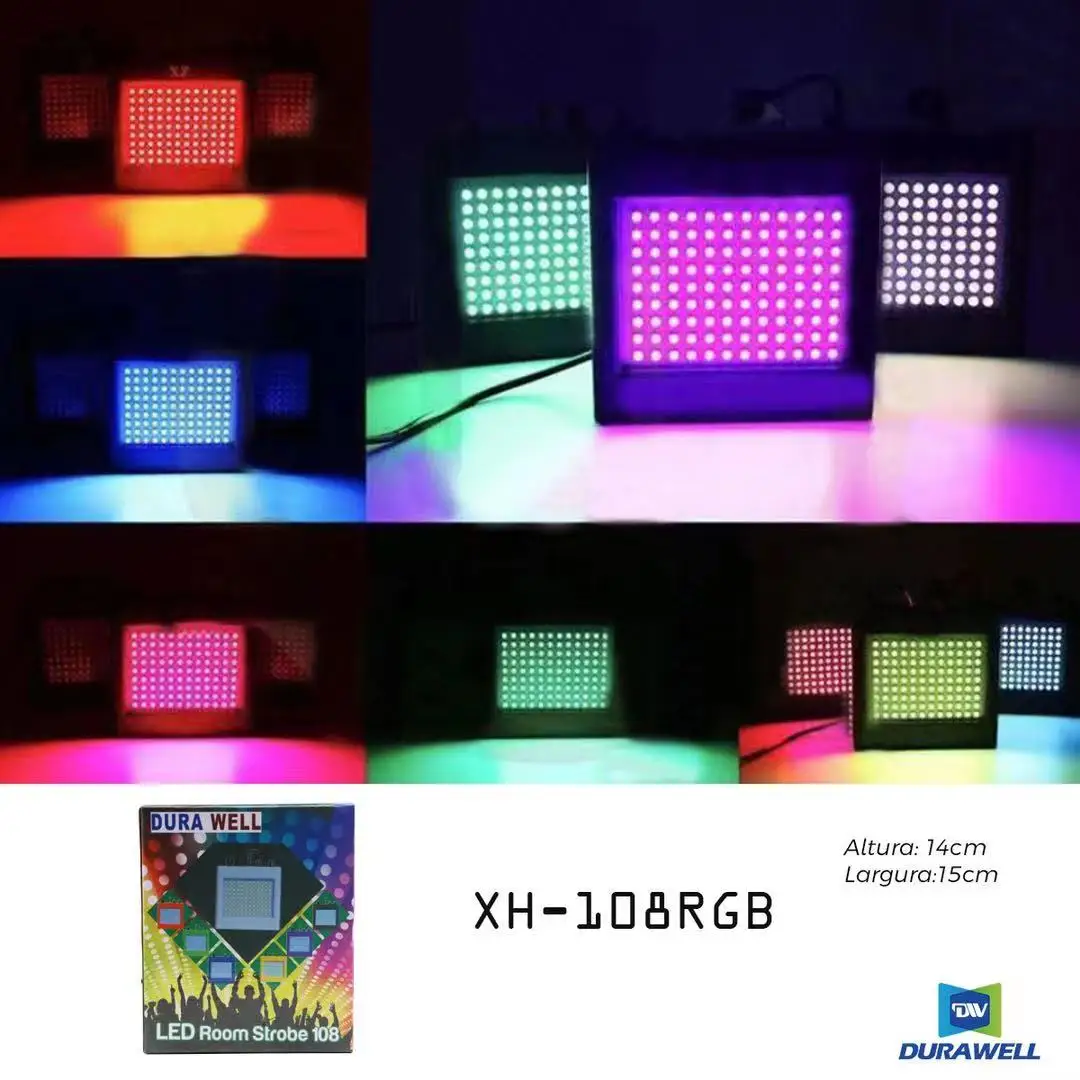 Strobo 108 Leds Rgb 25W Rhythmic Bivolt Lighting P/Parties