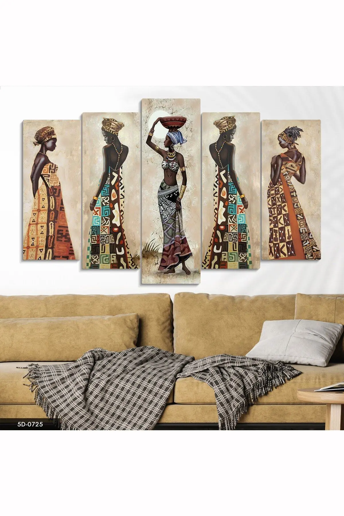 Home Decoration 5 Piece 3mm MDF Adhesive African Women Model Wall Table Area 60*100