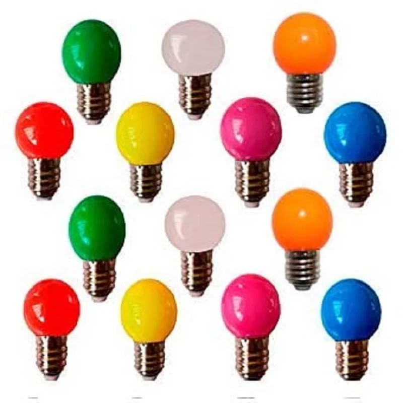 Spherical LED bulb G45 230V 3W E27 mixed colors (14 PCs).